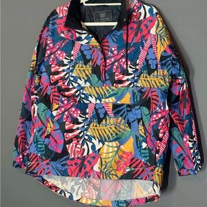 Lauren James Colorful Patterned Pullover Jacket windbreaker rain jacket size med
